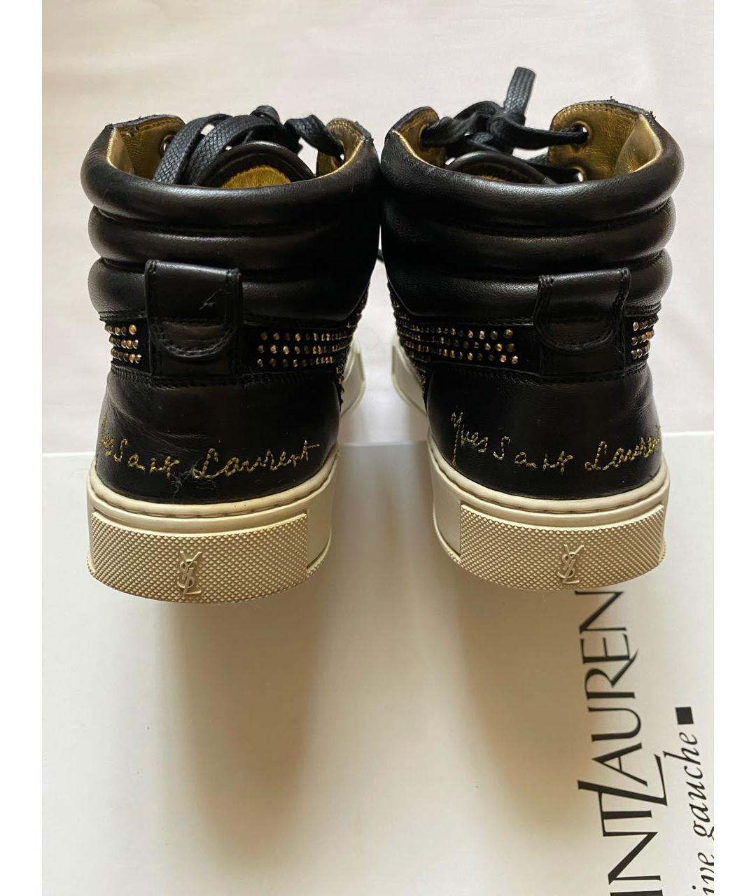 SAINT LAURENT Черные кожаные кеды, фото 4