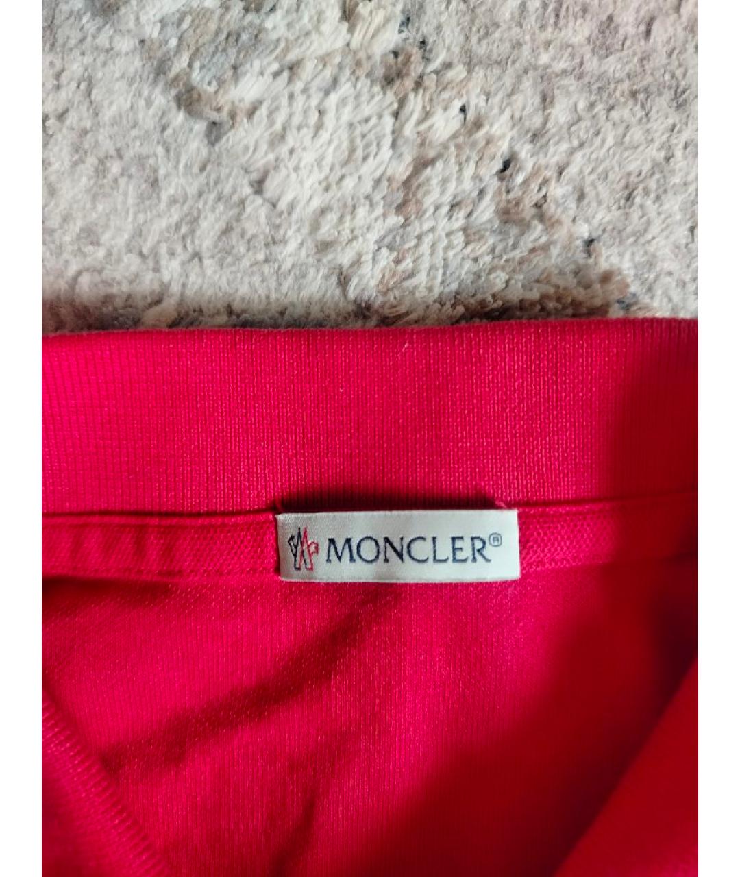 MONCLER Красное хлопковое поло с коротким рукавом, фото 2