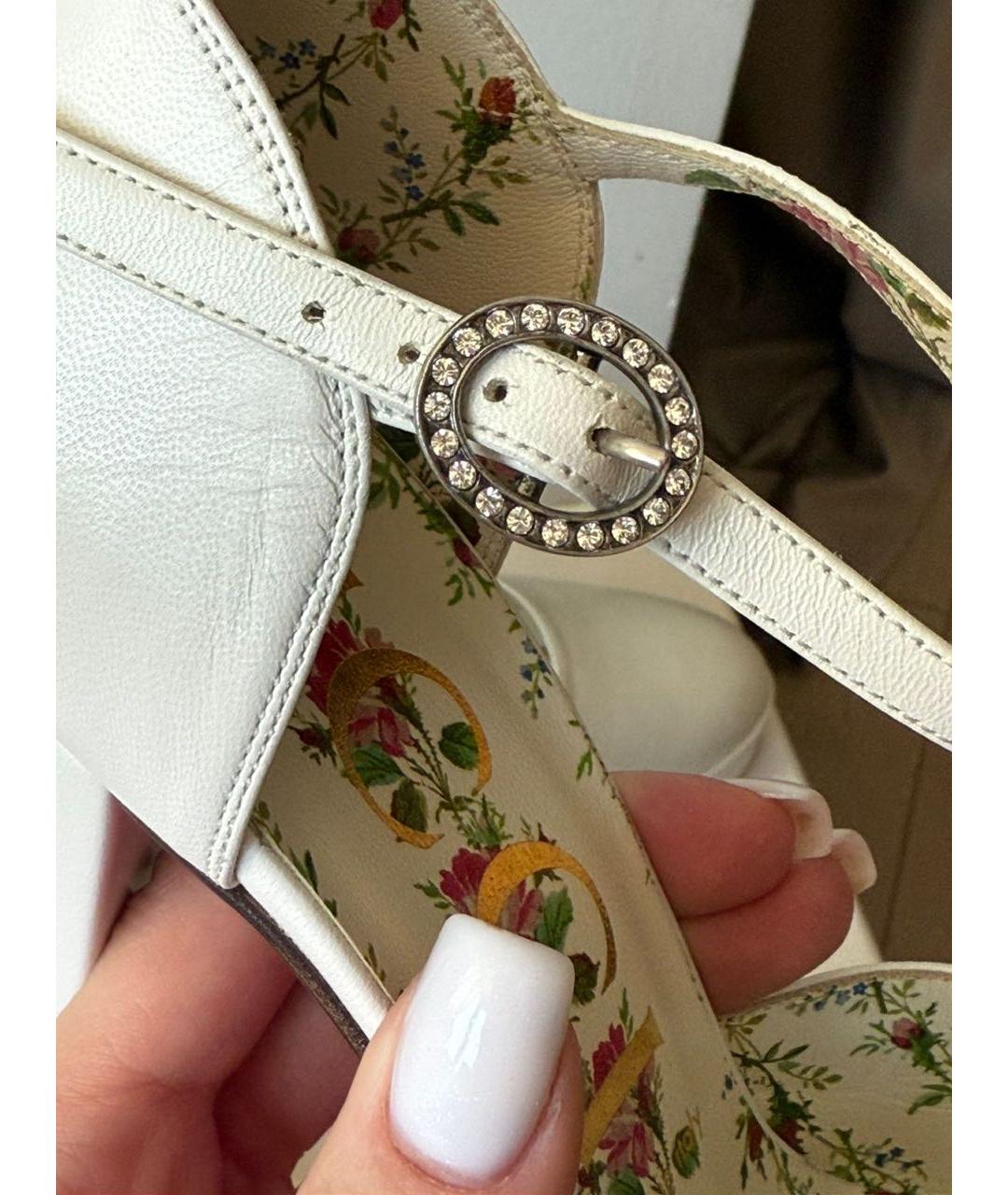 GUCCI Белые кожаные туфли, фото 2