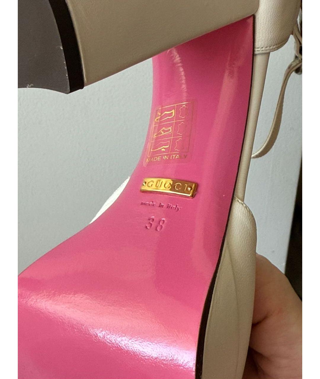GUCCI Белые кожаные туфли, фото 4