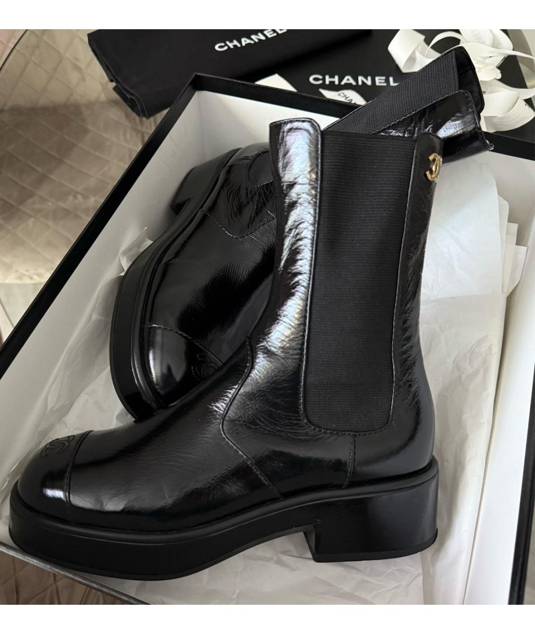 CHANEL Черные кожаные ботинки, фото 2