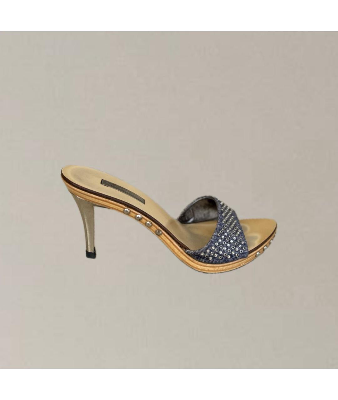 MARIO BADESCU Голубые текстильные мюли, фото 6