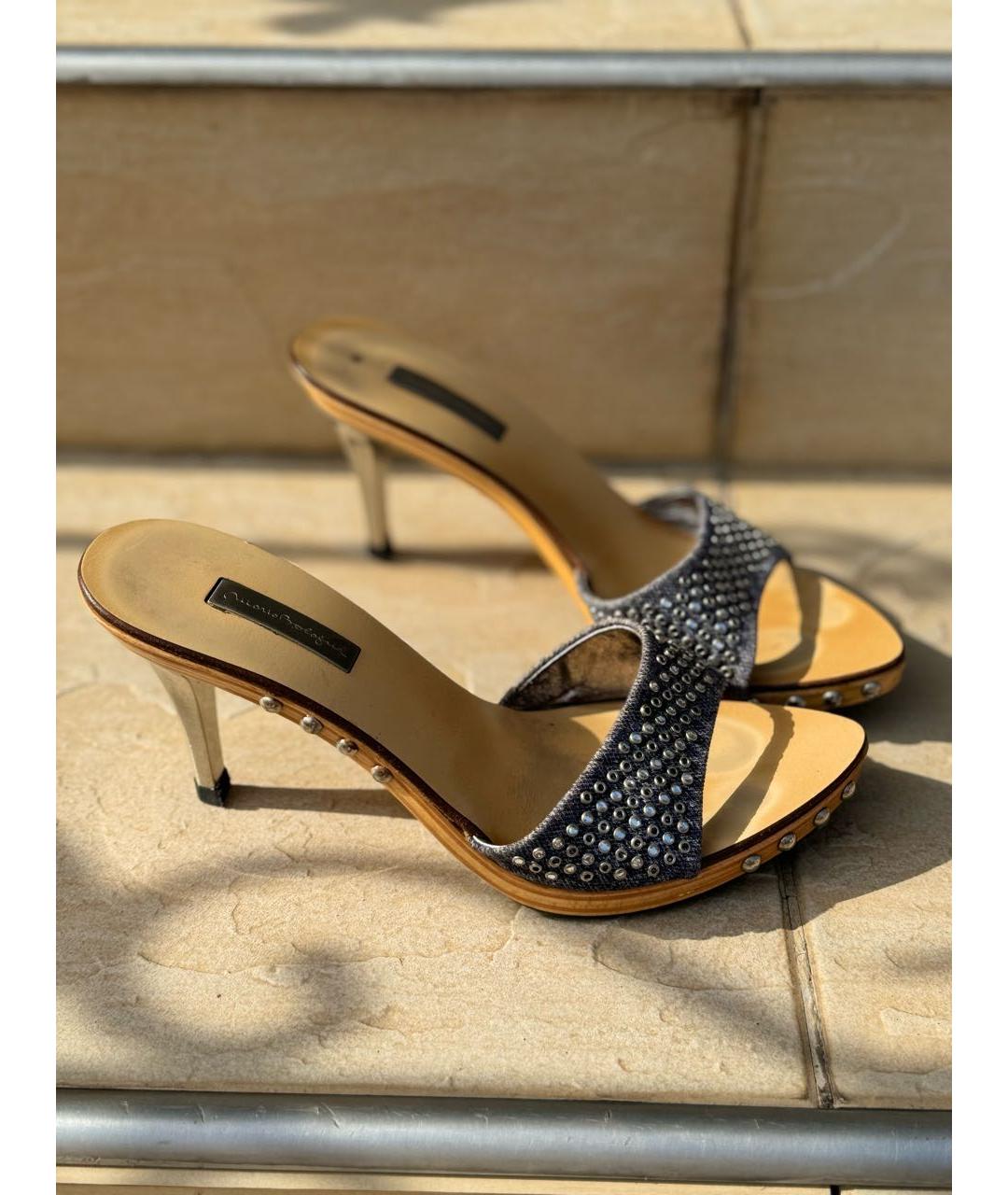 MARIO BADESCU Голубые текстильные мюли, фото 2