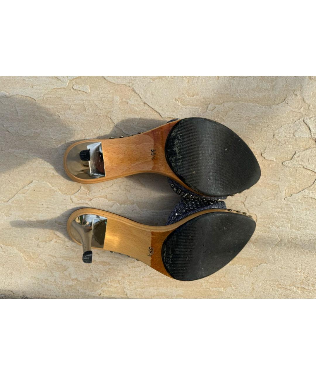 MARIO BADESCU Голубые текстильные мюли, фото 4