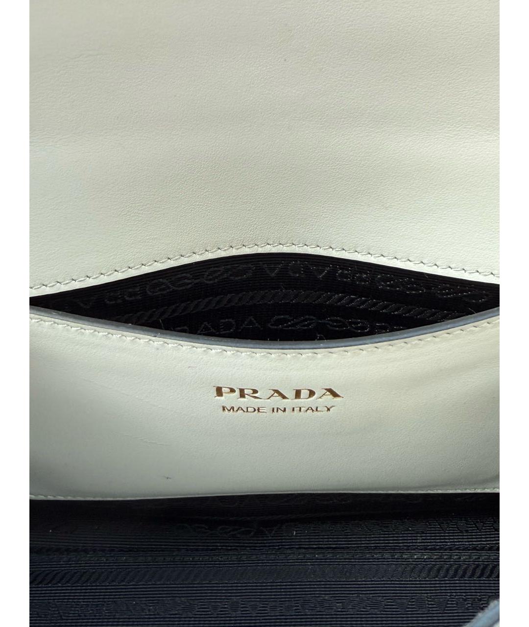 PRADA Белая кожаная сумка через плечо, фото 4
