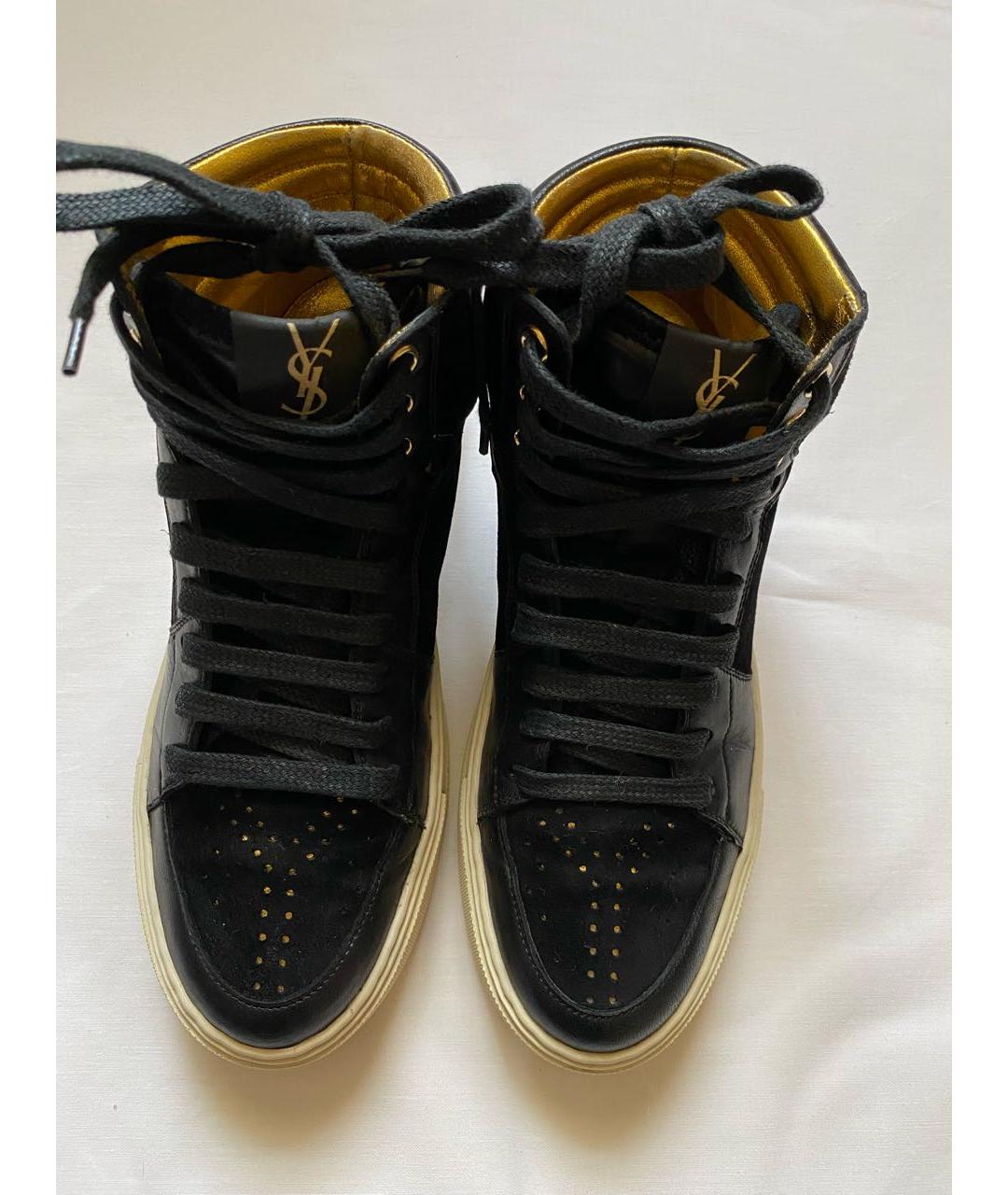 SAINT LAURENT Черные кожаные кеды, фото 2