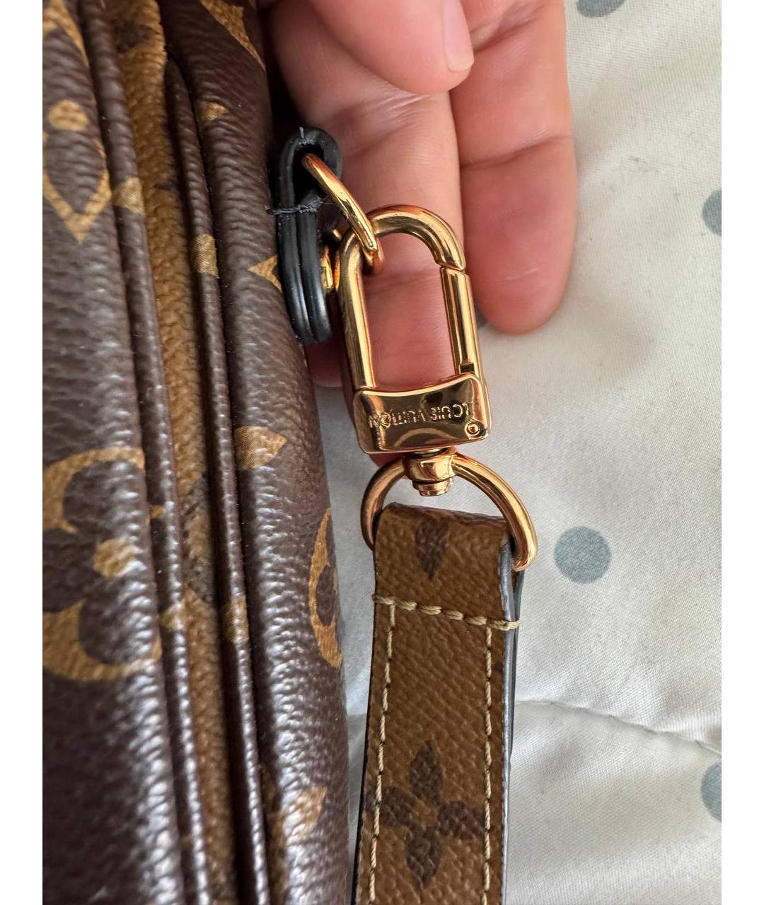 LOUIS VUITTON Бежевая кожаная сумка через плечо, фото 8
