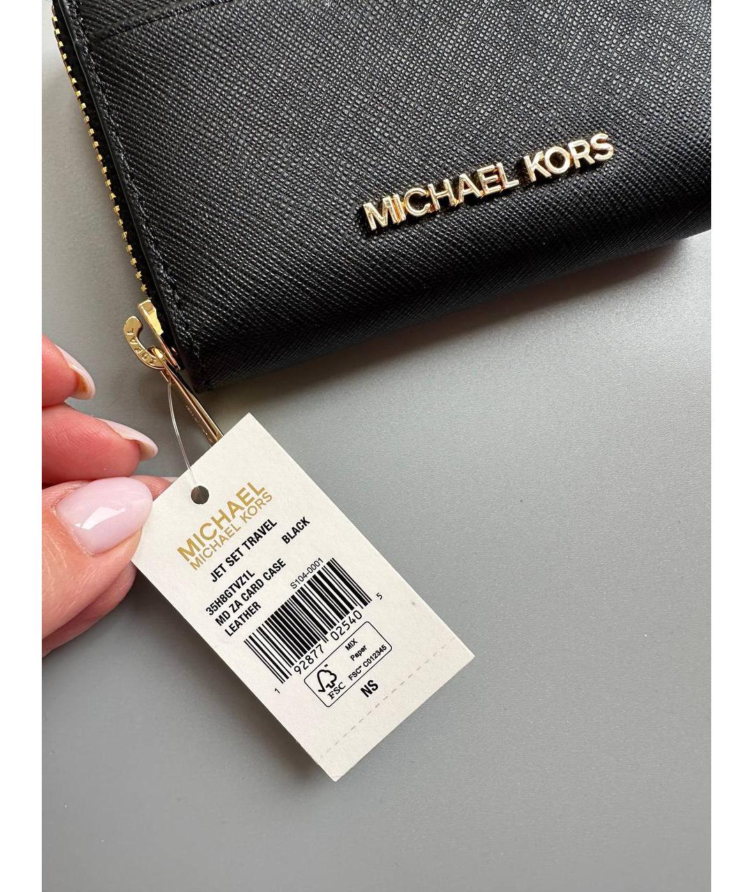 MICHAEL KORS Черный кожаный кошелек, фото 3