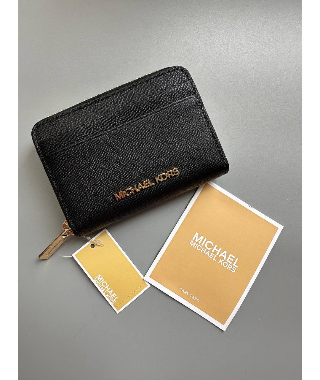 MICHAEL KORS Черный кожаный кошелек, фото 6