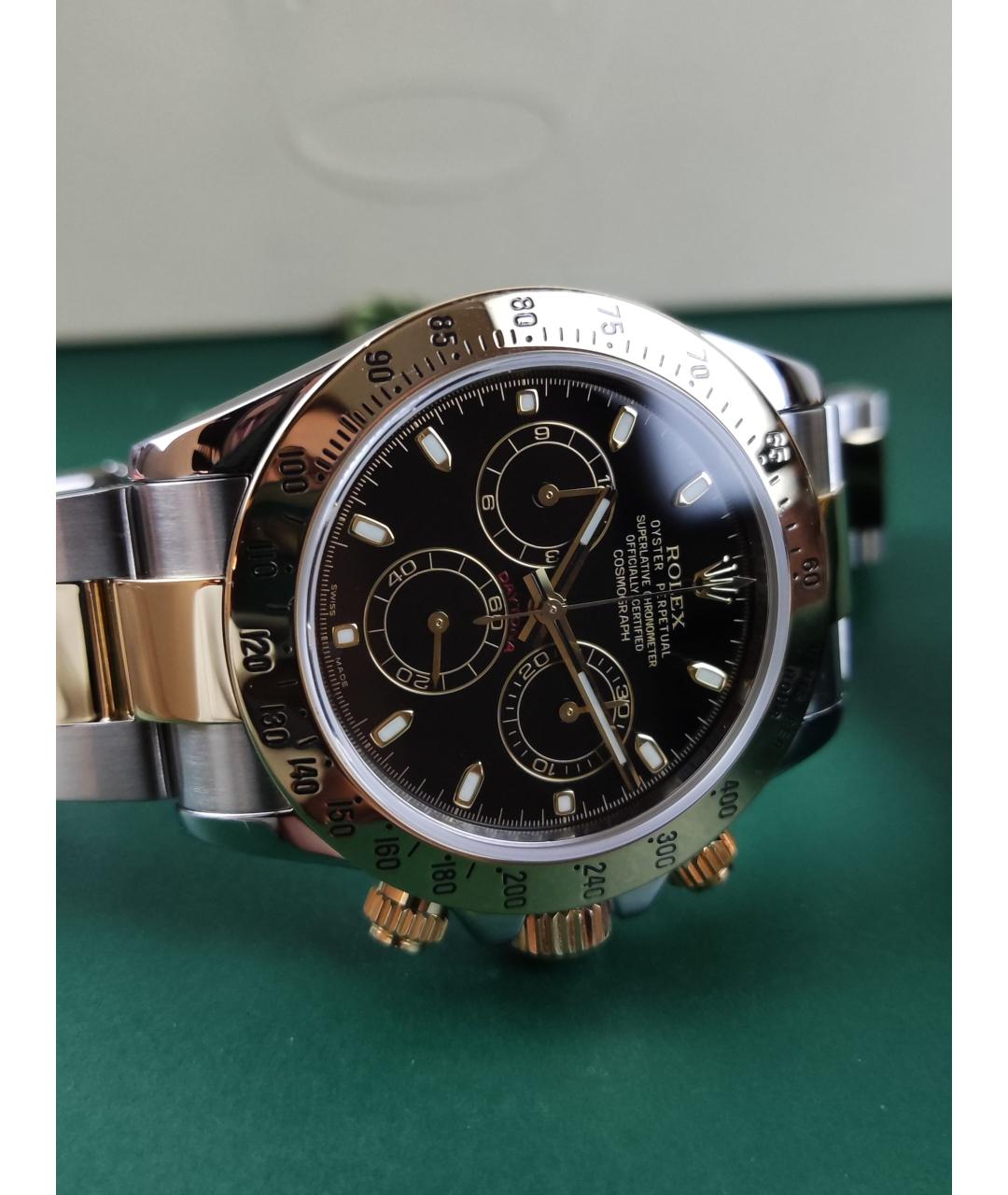 ROLEX Черные часы из желтого золота, фото 4