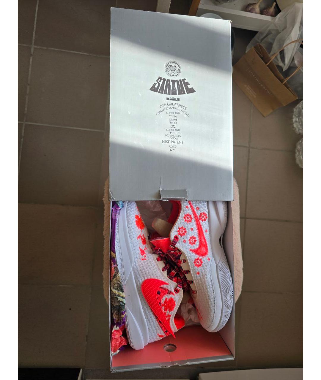 NIKE Белые текстильные низкие кроссовки / кеды, фото 4