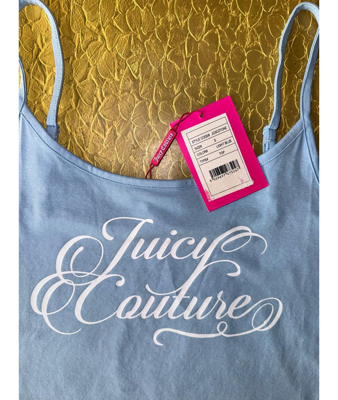 JUICY COUTURE Голубая хлопковая майка, фото 3