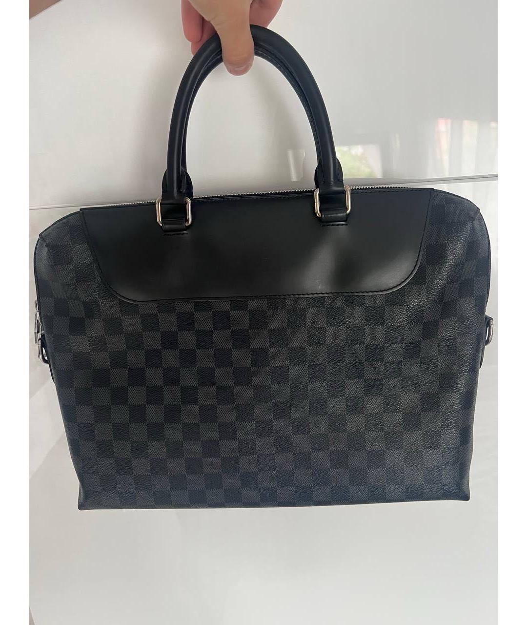 LOUIS VUITTON Серый кожаный портфель, фото 9
