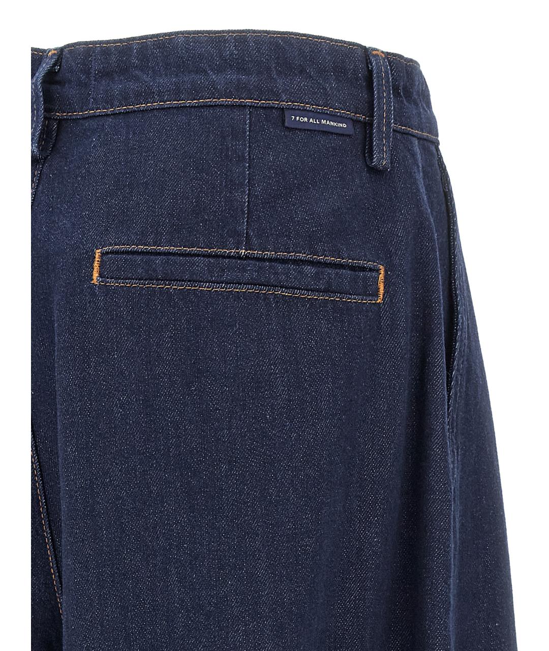 7 FOR ALL MANKIND Синие хлопковые прямые джинсы, фото 4