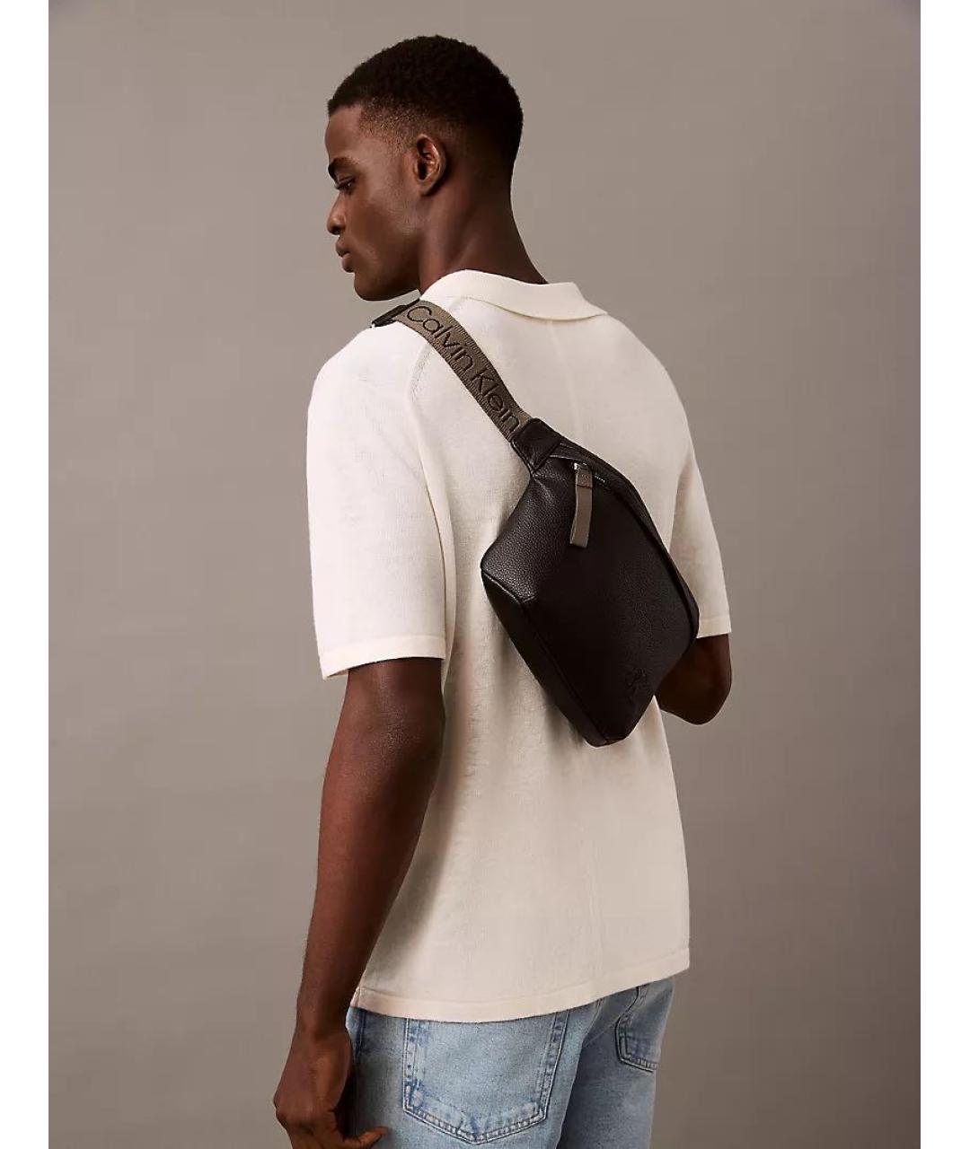 CALVIN KLEIN Черная поясная сумка из искусственной кожи, фото 4