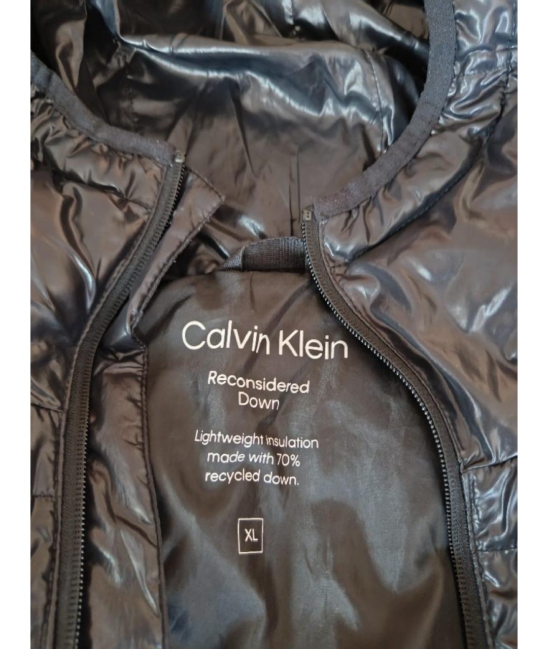 CALVIN KLEIN Черный полиэстеровый пуховик, фото 3