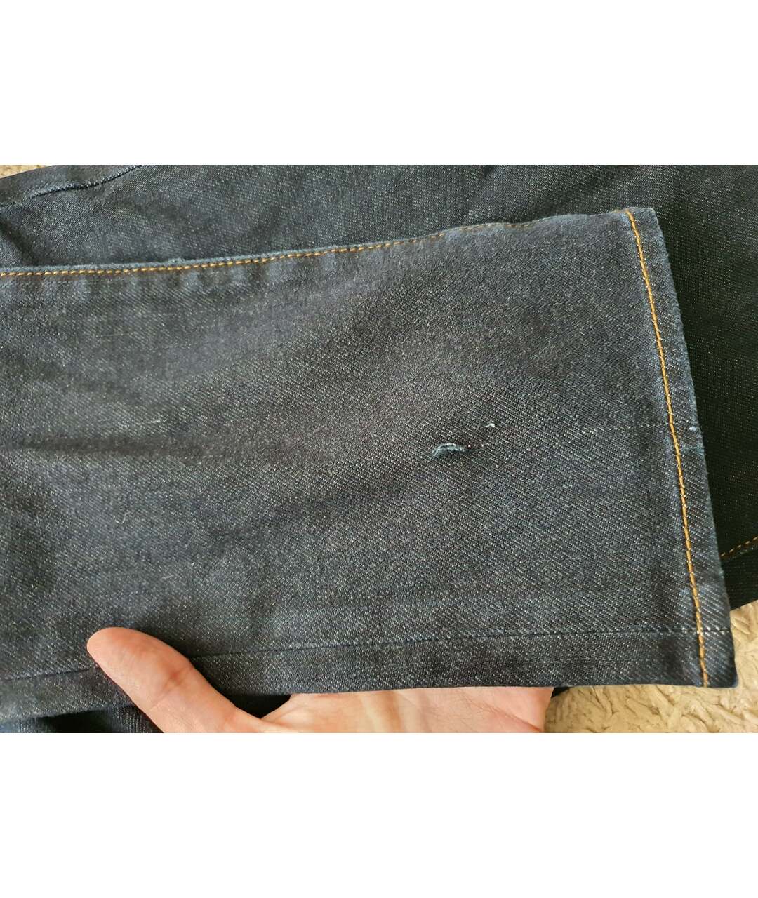 EMPORIO ARMANI VINTAGE Темно-синие хлопко-полиэстеровые прямые джинсы, фото 8