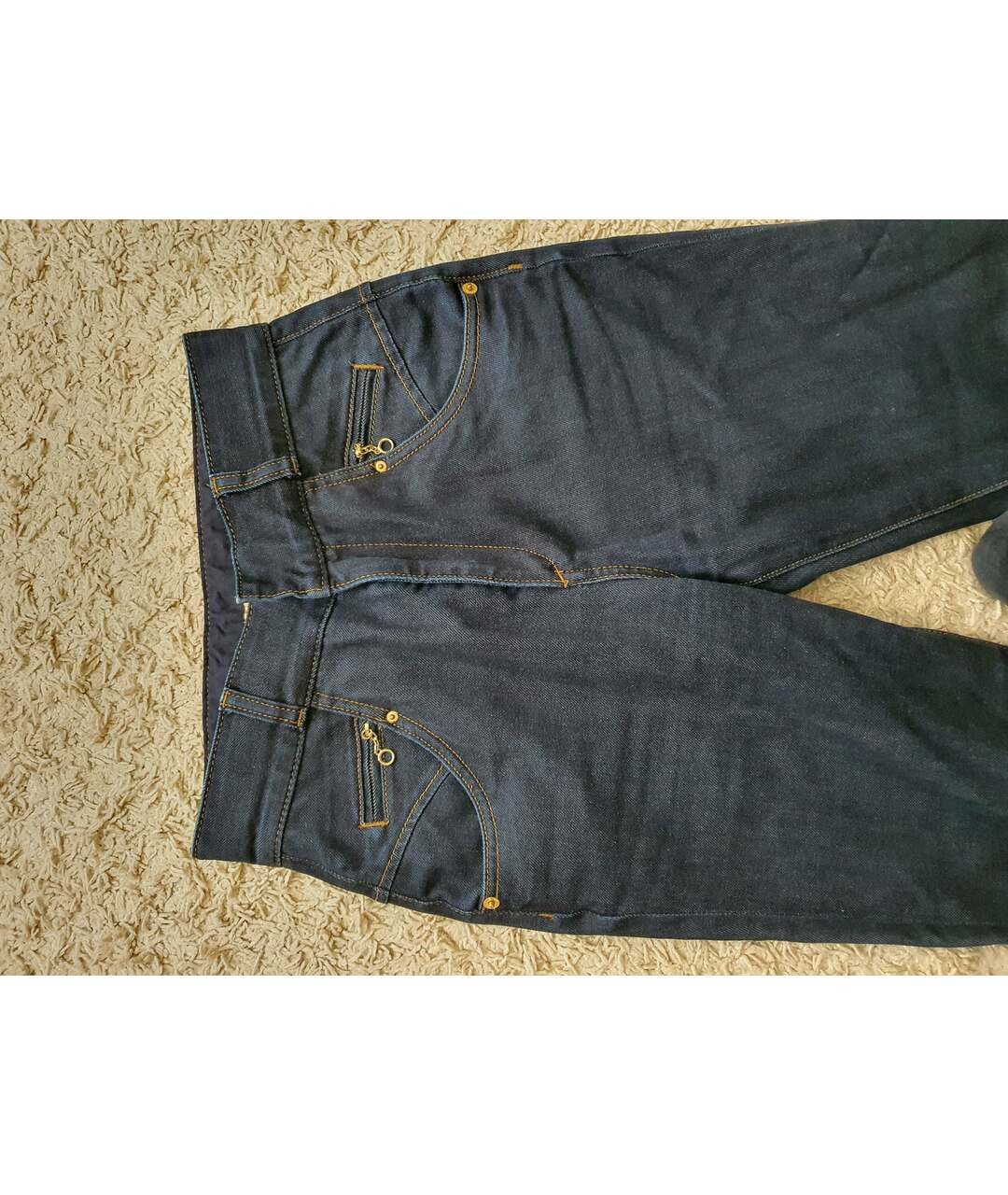 EMPORIO ARMANI VINTAGE Темно-синие хлопко-полиэстеровые прямые джинсы, фото 6