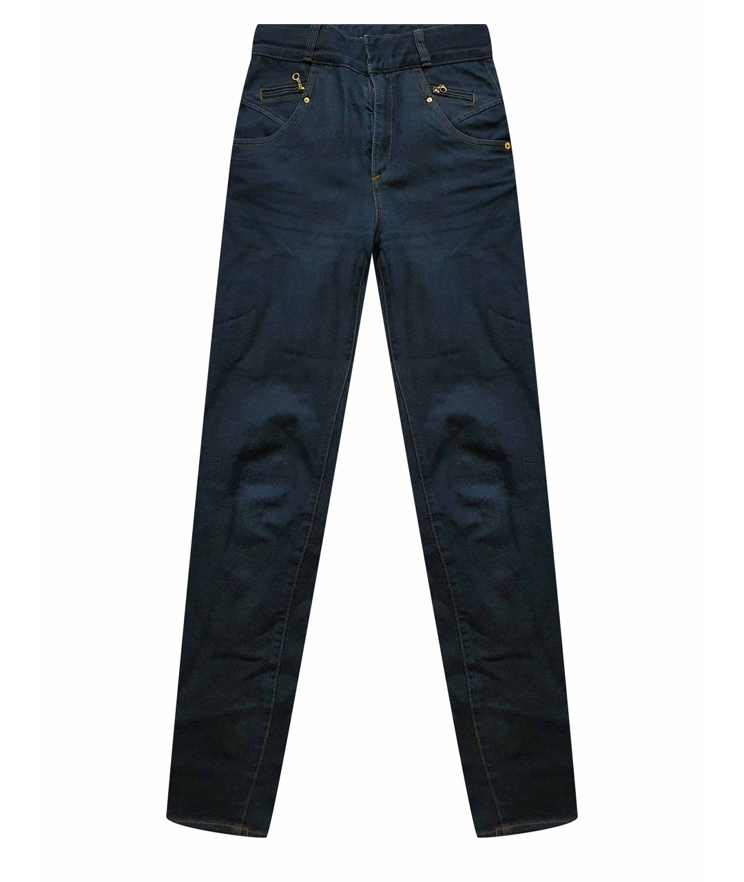 EMPORIO ARMANI VINTAGE Темно-синие хлопко-полиэстеровые прямые джинсы, фото 1