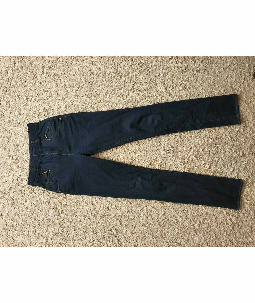EMPORIO ARMANI VINTAGE Темно-синие хлопко-полиэстеровые прямые джинсы, фото 9