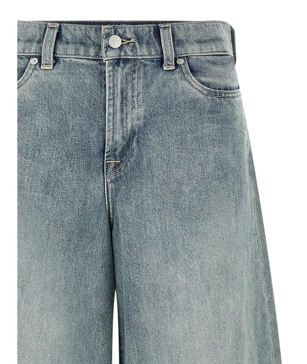 7 FOR ALL MANKIND Голубые хлопковые прямые джинсы, фото 3