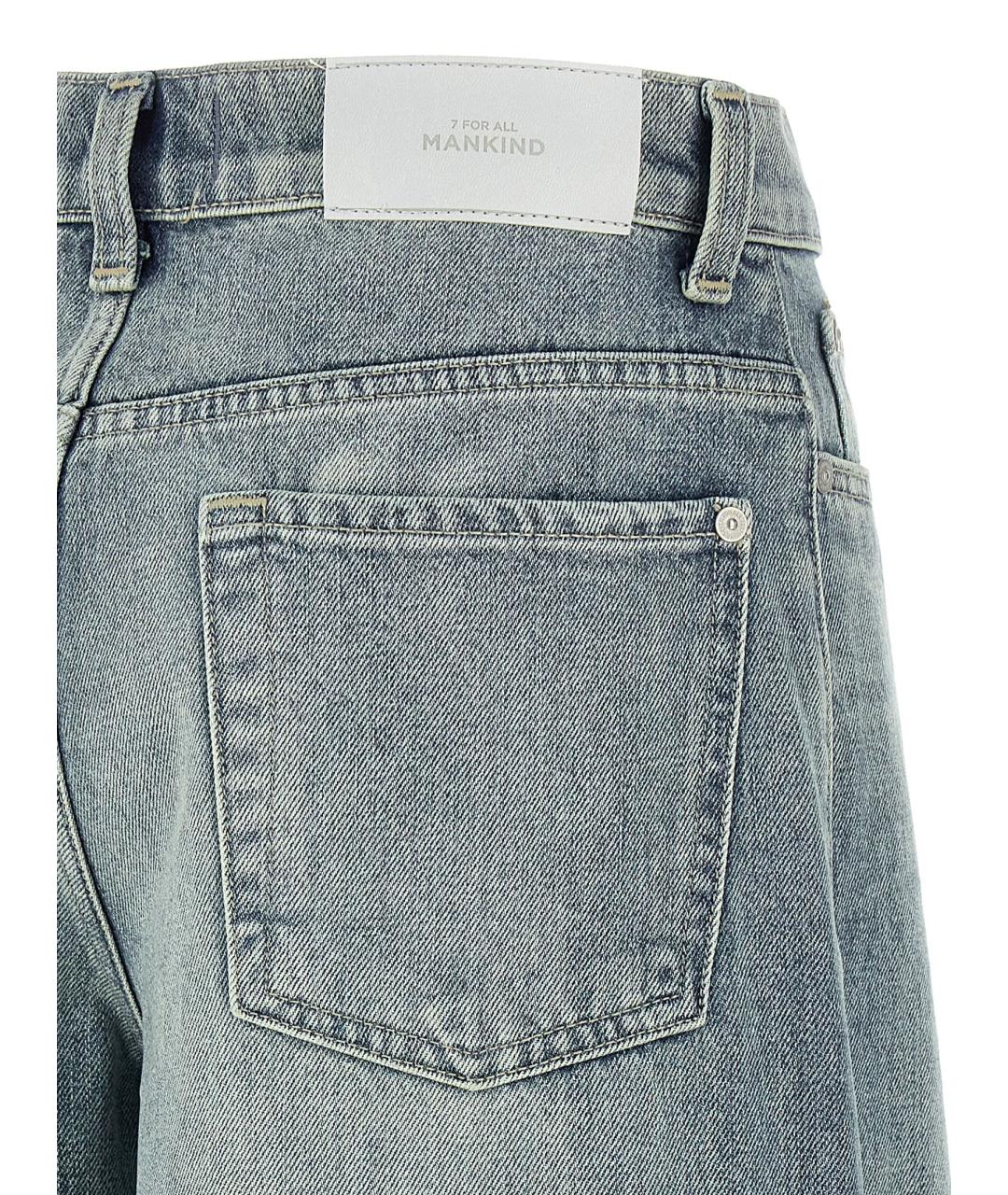 7 FOR ALL MANKIND Голубые хлопковые прямые джинсы, фото 4