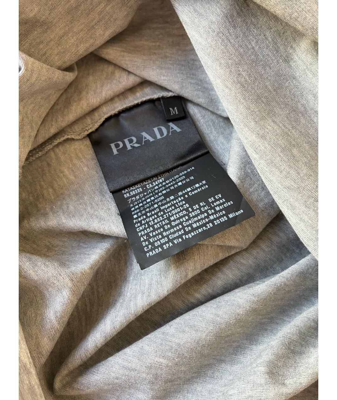 PRADA Серая хлопковая футболка, фото 4