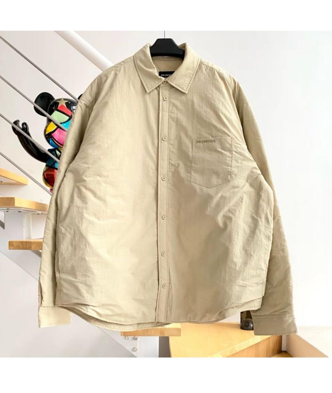 BALENCIAGA Бежевая хлопковая классическая рубашка, фото 2