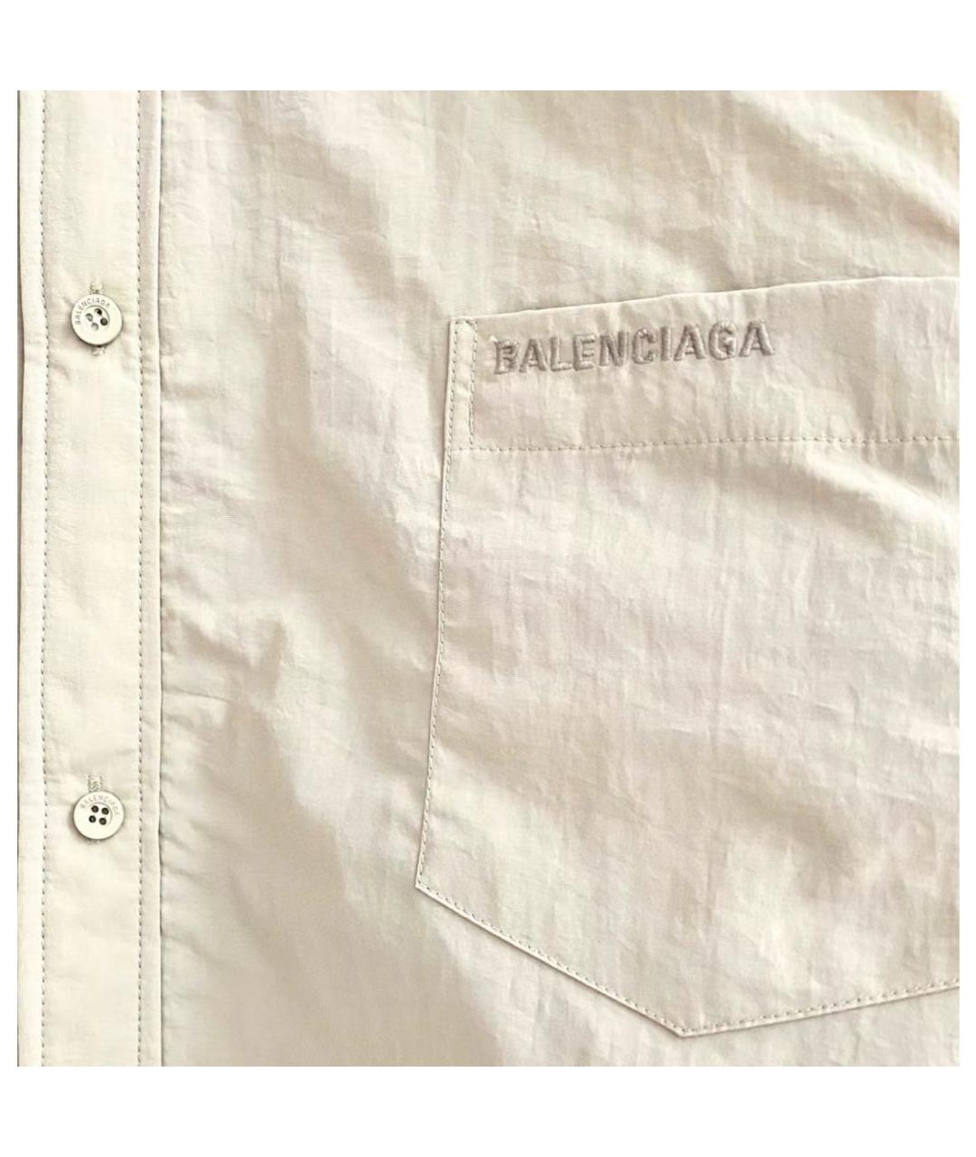 BALENCIAGA Бежевая хлопковая классическая рубашка, фото 4
