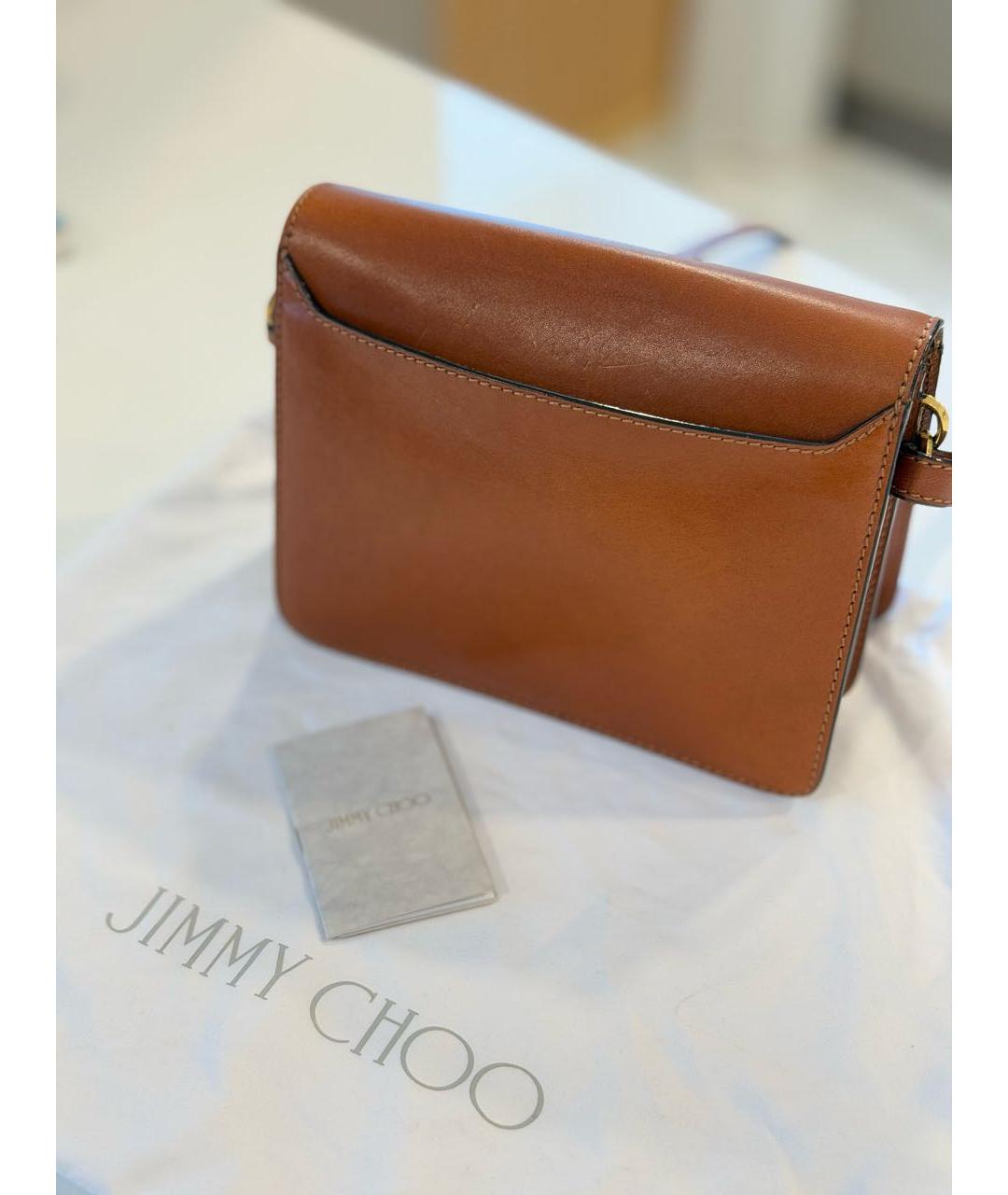JIMMY CHOO Коричневая кожаная сумка через плечо, фото 3