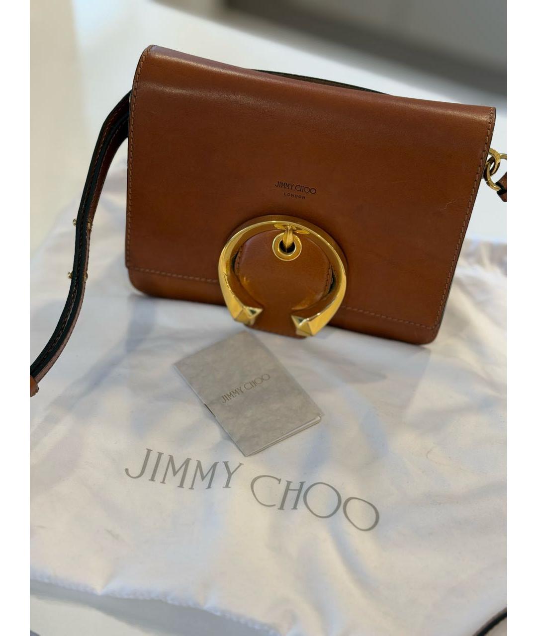 JIMMY CHOO Коричневая кожаная сумка через плечо, фото 5