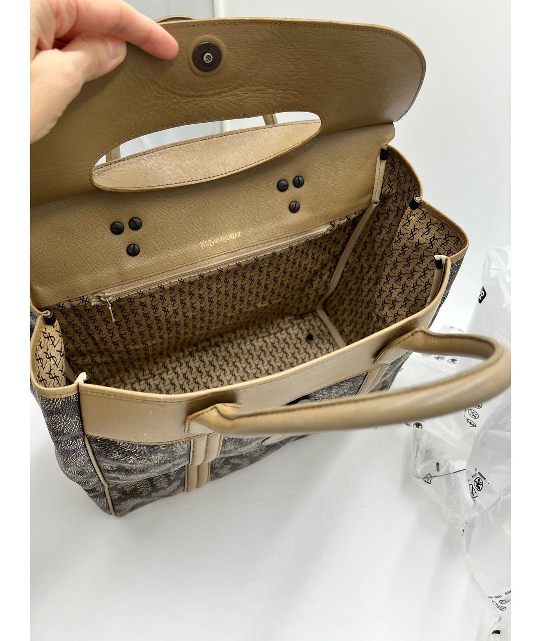 SAINT LAURENT Бежевая сумка с короткими ручками, фото 4
