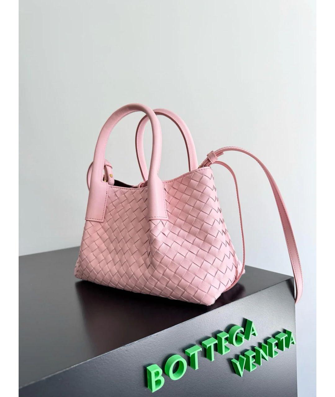BOTTEGA VENETA Розовая кожаная сумка с короткими ручками, фото 6