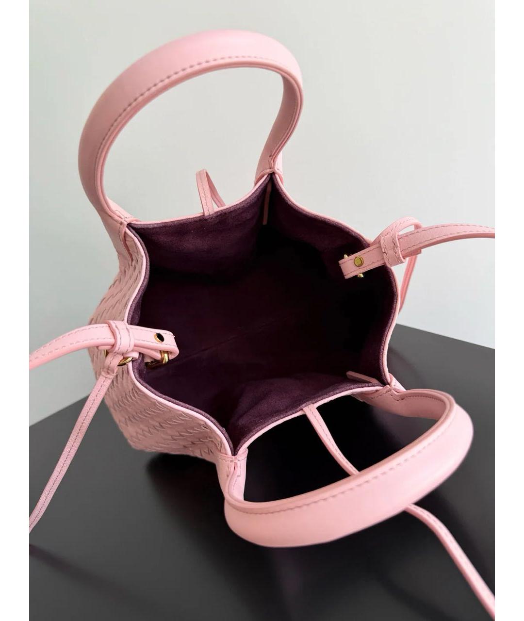 BOTTEGA VENETA Розовая кожаная сумка с короткими ручками, фото 7