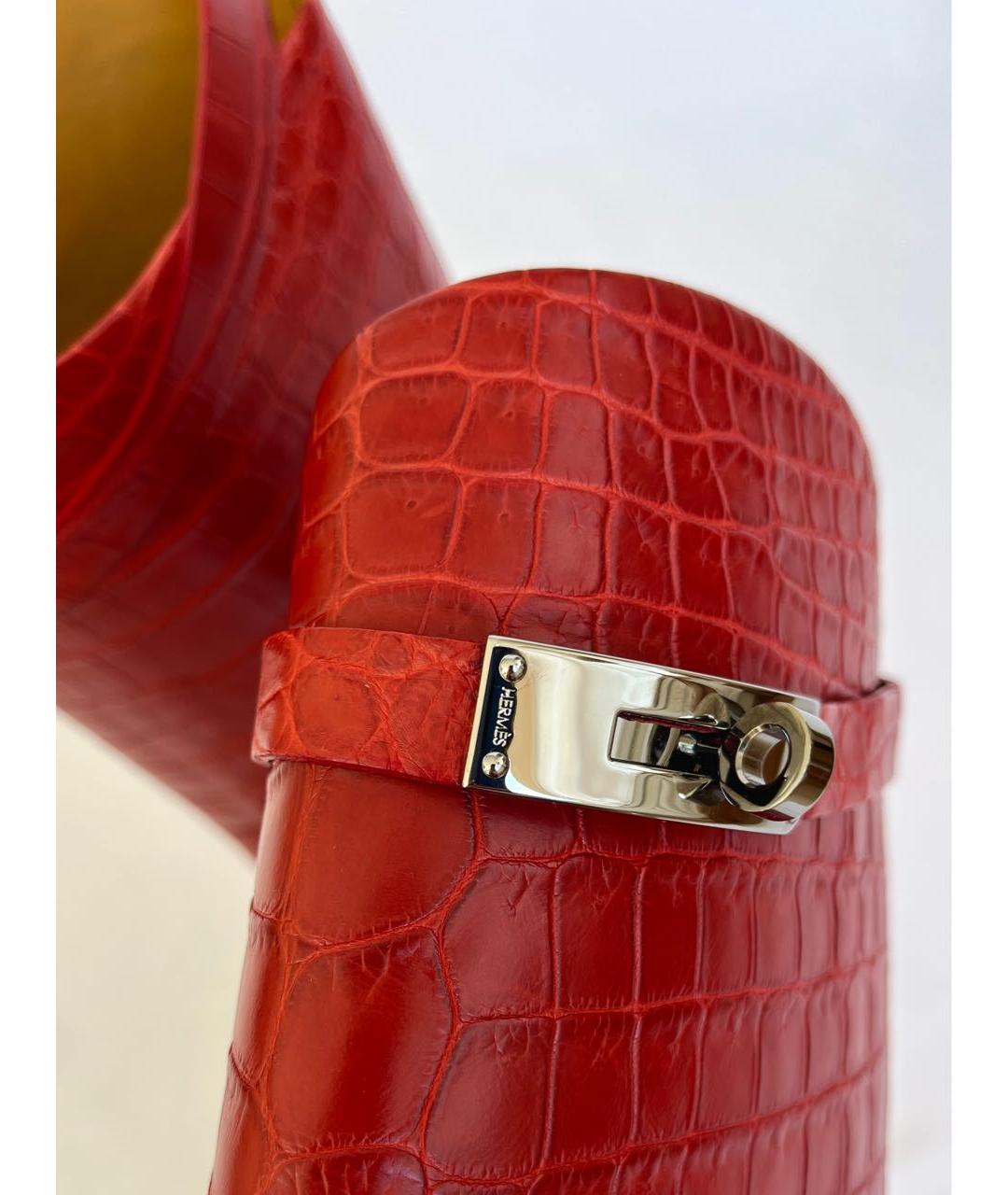 HERMES Бордовые сапоги из экзотической кожи, фото 5