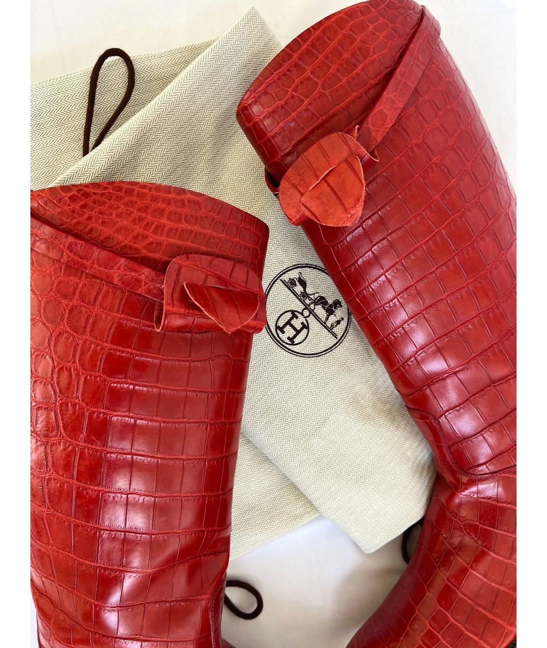 HERMES Бордовые сапоги из экзотической кожи, фото 8