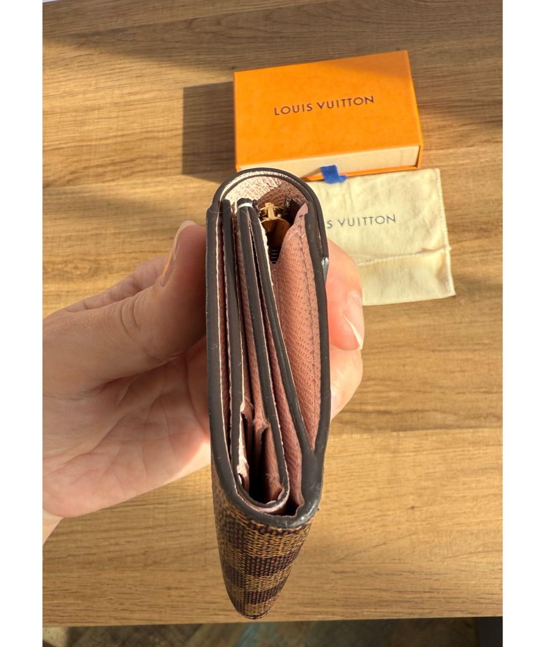LOUIS VUITTON Розовый кожаный кошелек, фото 5