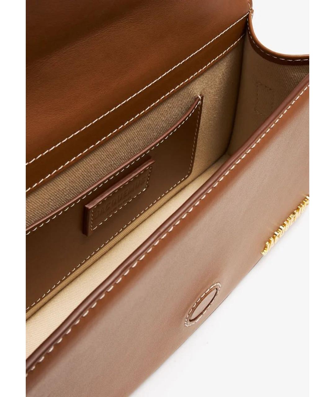 JACQUEMUS Коричневая кожаная сумка с короткими ручками, фото 4