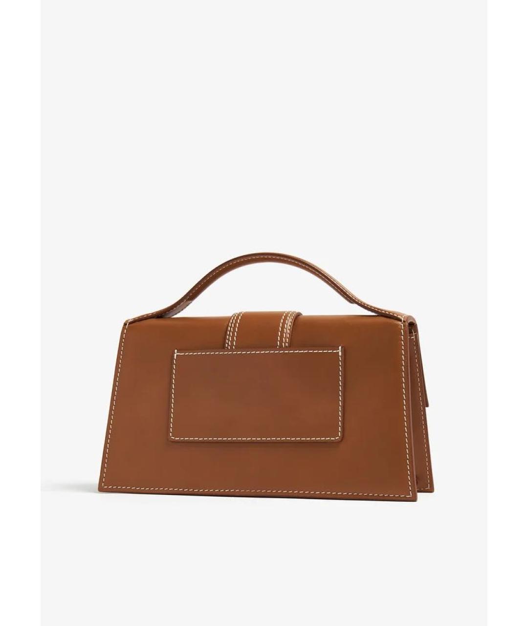 JACQUEMUS Коричневая кожаная сумка с короткими ручками, фото 3