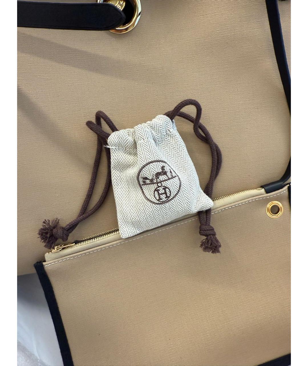 HERMES Бежевая тканевая сумка через плечо, фото 2