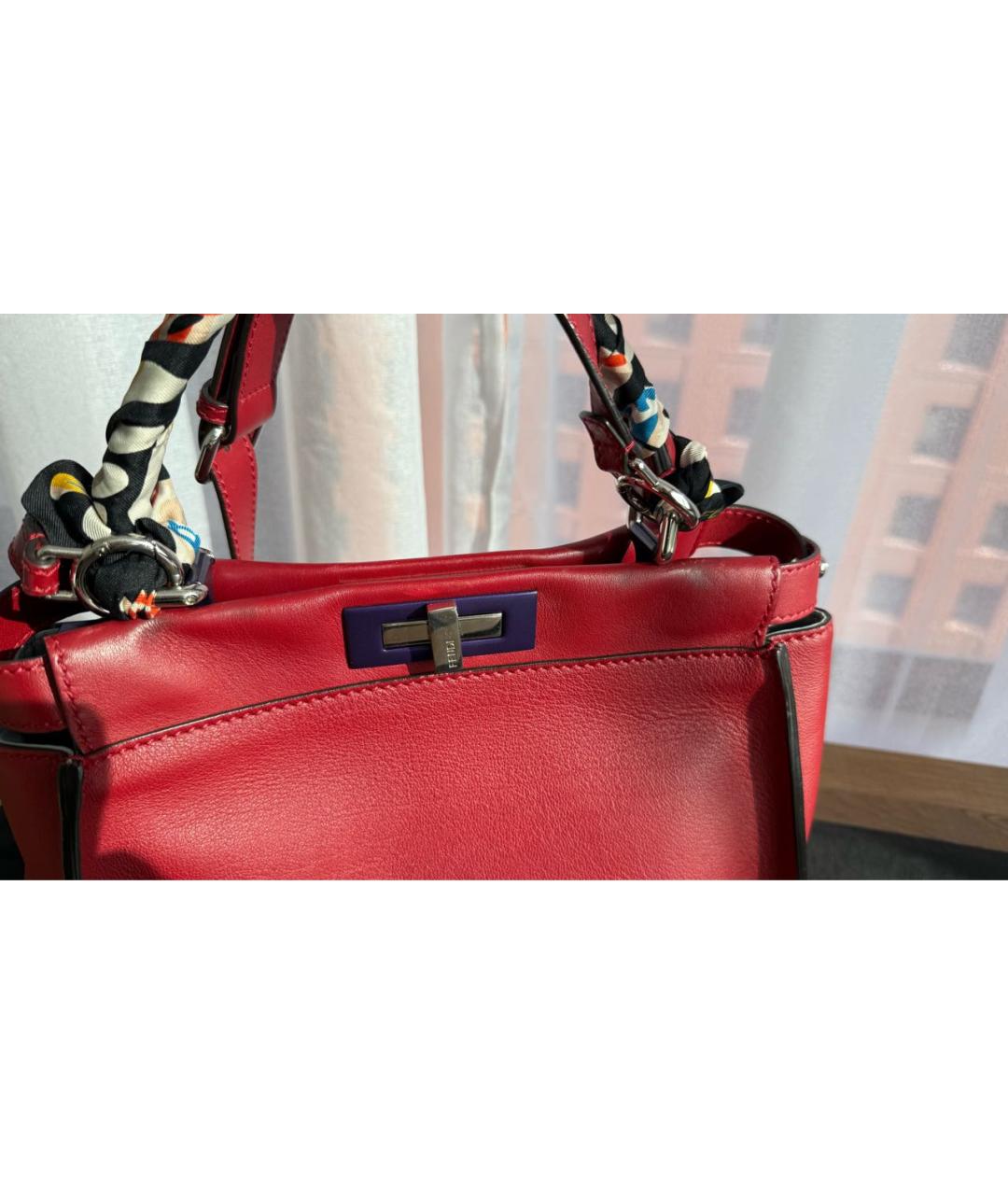 FENDI Бордовая кожаная сумка через плечо, фото 8