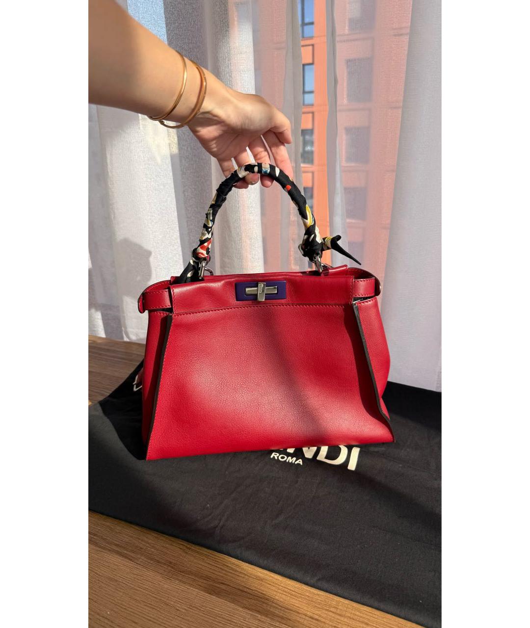 FENDI Бордовая кожаная сумка через плечо, фото 9