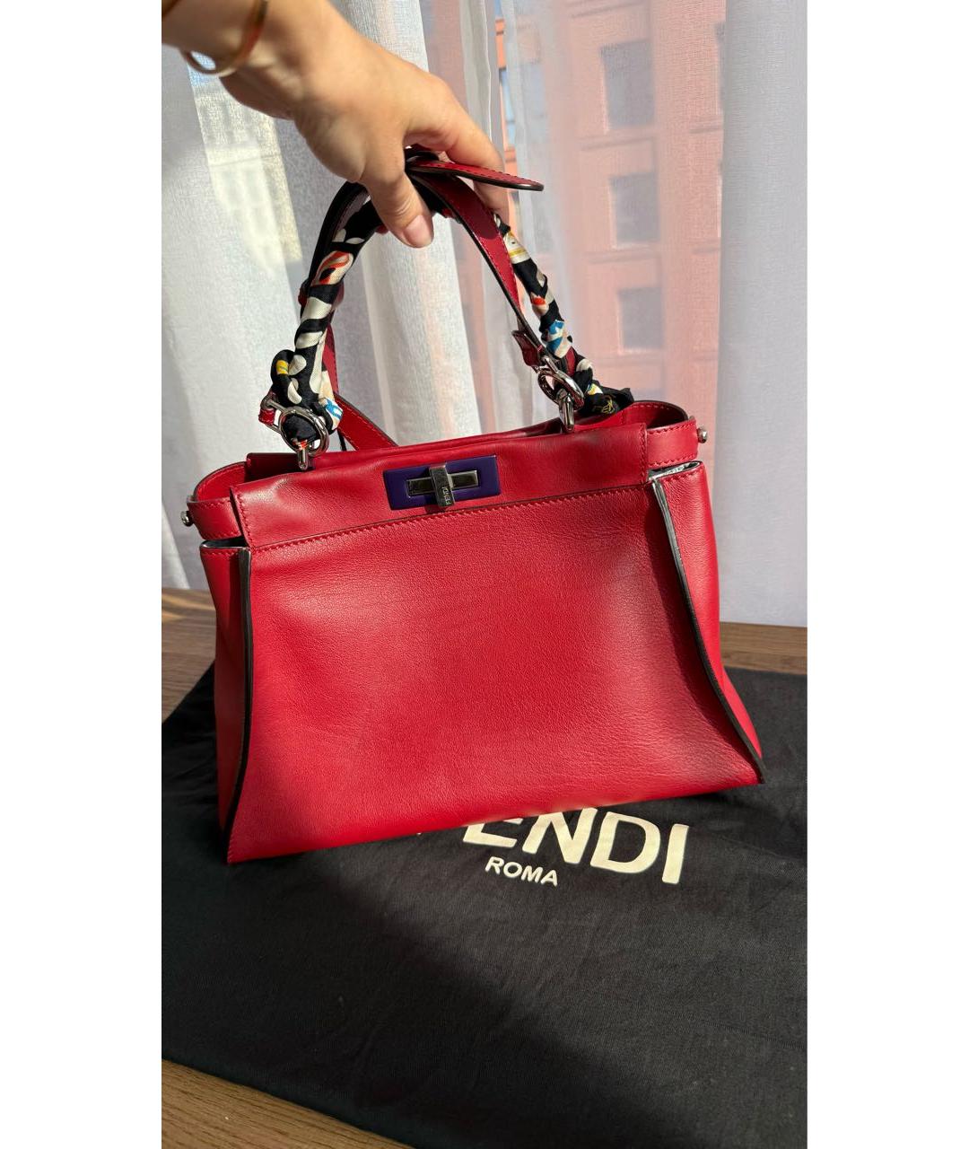 FENDI Бордовая кожаная сумка через плечо, фото 2