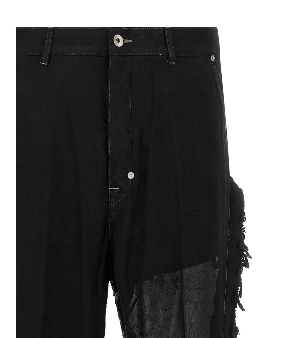 RICK OWENS Черные хлопковые повседневные брюки, фото 3