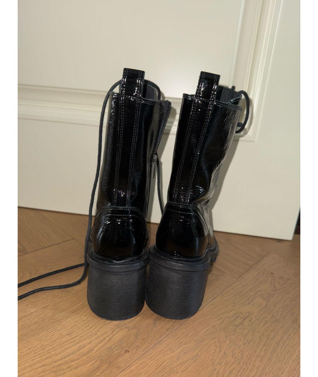ANN DEMEULEMEESTER Черные полусапоги из лакированной кожи, фото 4