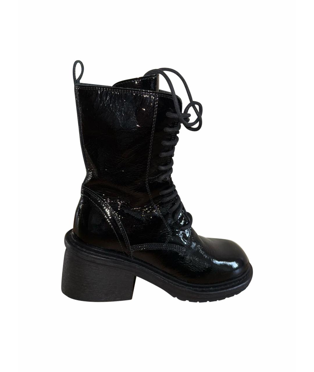 ANN DEMEULEMEESTER Черные полусапоги из лакированной кожи, фото 1