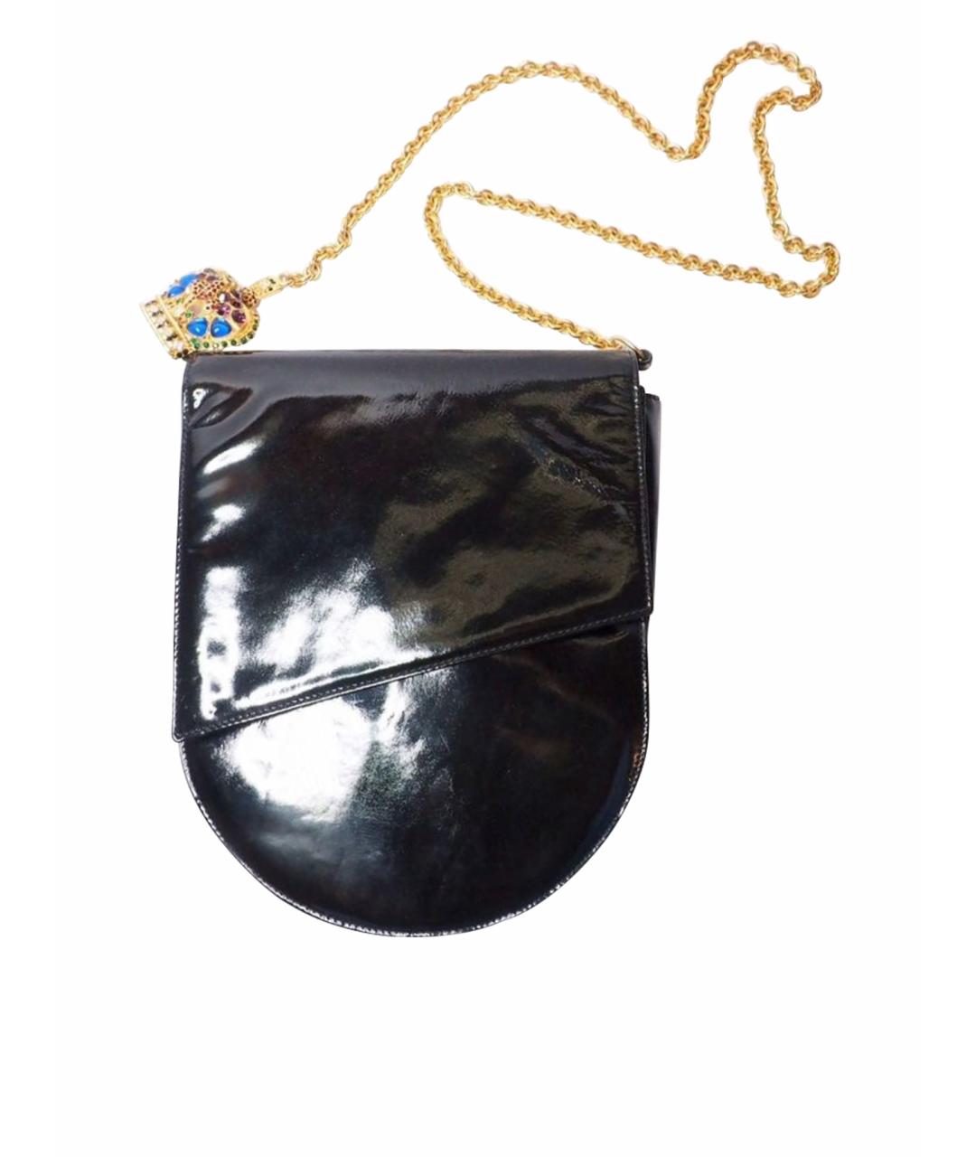 VERSACE Черная сумка через плечо из лакированной кожи, фото 1