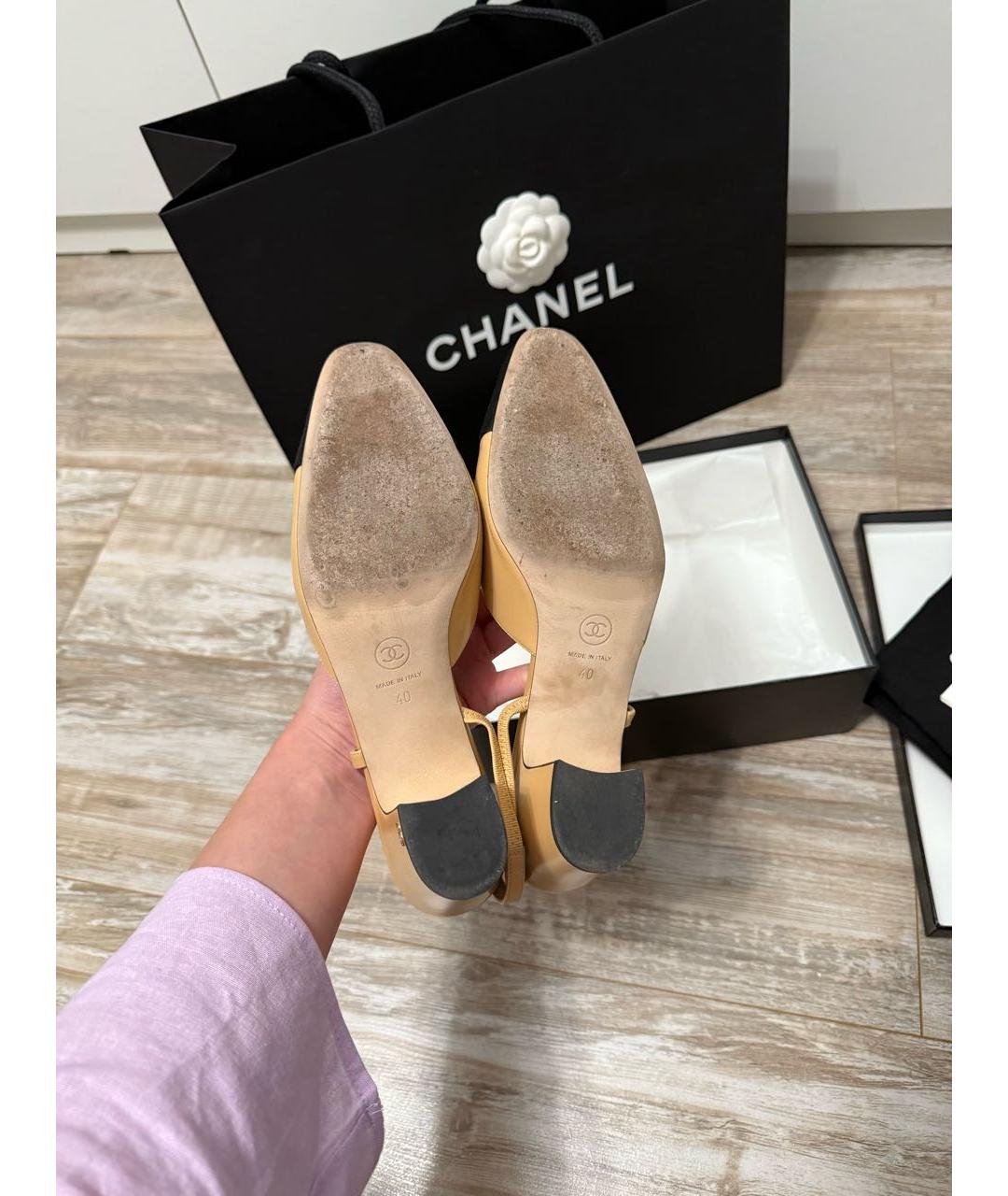 CHANEL Бежевые кожаные туфли, фото 4