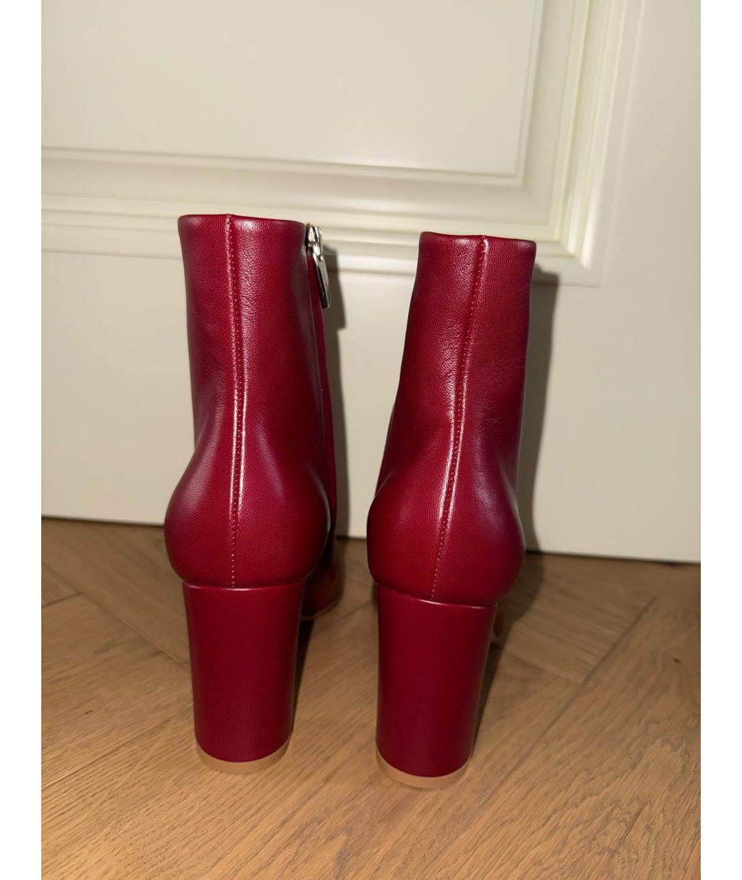 GIANVITO ROSSI Бордовые кожаные ботильоны, фото 4