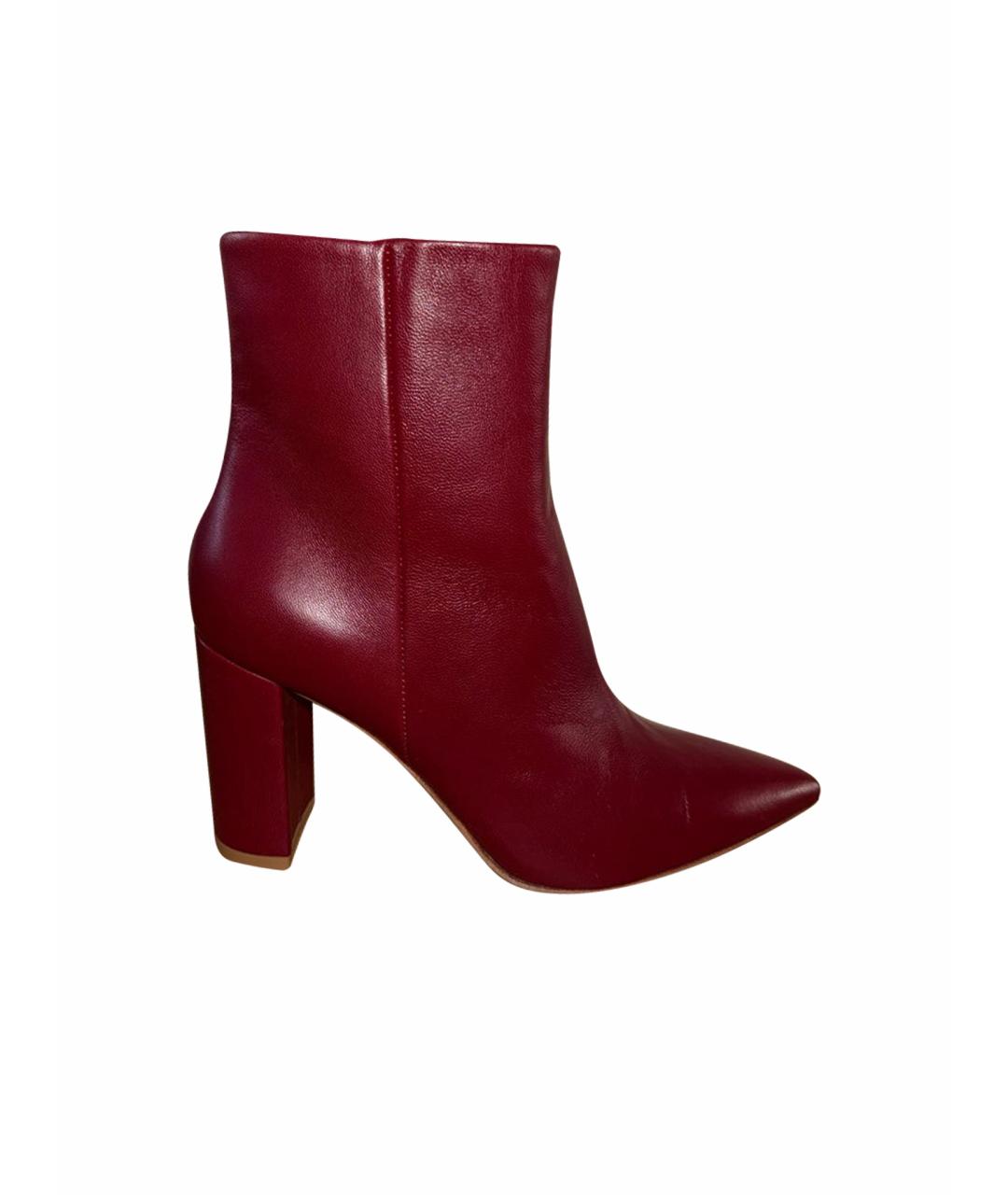 GIANVITO ROSSI Бордовые кожаные ботильоны, фото 1